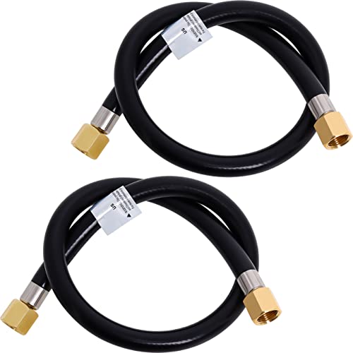 Image of Wadoy RV Propane Hose Connector Assembly 2 Foot 3 /8 inch Female Flare x 3 /8 inch Female Flare Quick Connect Hose 24 Inches 2 Pack Fireplace Extension Connection Hose
