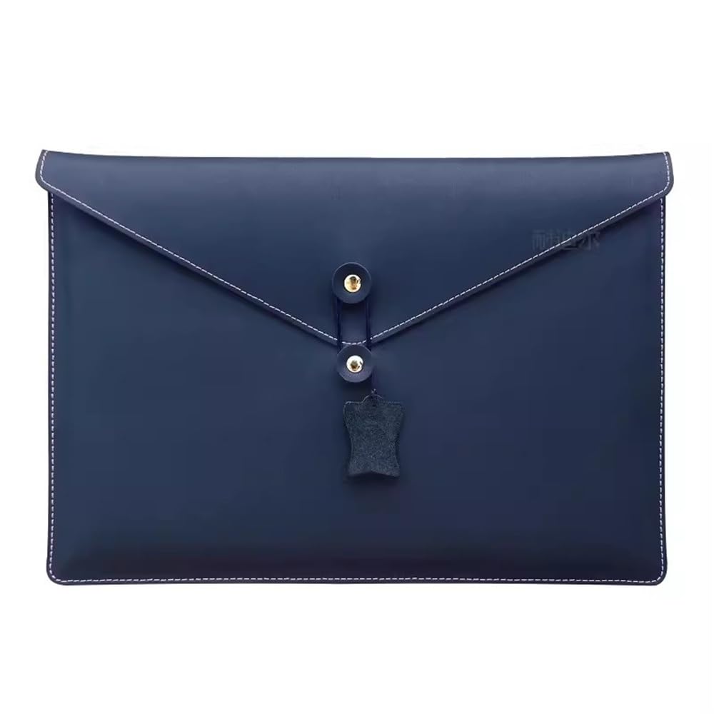 Portfel gotówkowy ze skórzaną kopertą, teczka na dokumenty ze skóry, teczka ze skórzaną kopertą, teczka w stylu vintage na dokumenty (niebieski)(Blue)