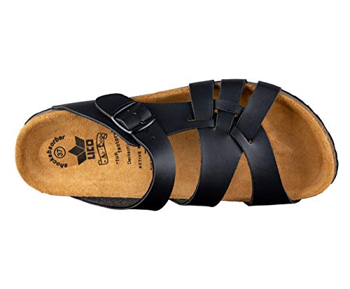 Pantoletten Damen Lico Bioline Flora in Schwarz, Größe 35