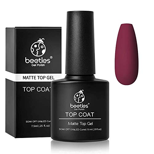 Beetles Vernis Semi Permanent, Top Coat sans essuyage Mat 7,5ml, Vernis à Ongles Gel Transparent, Sèche sous Lampe UV / LED, Finition Mate et Durable Idee Cadeau Femme Fete Des Meres Cover