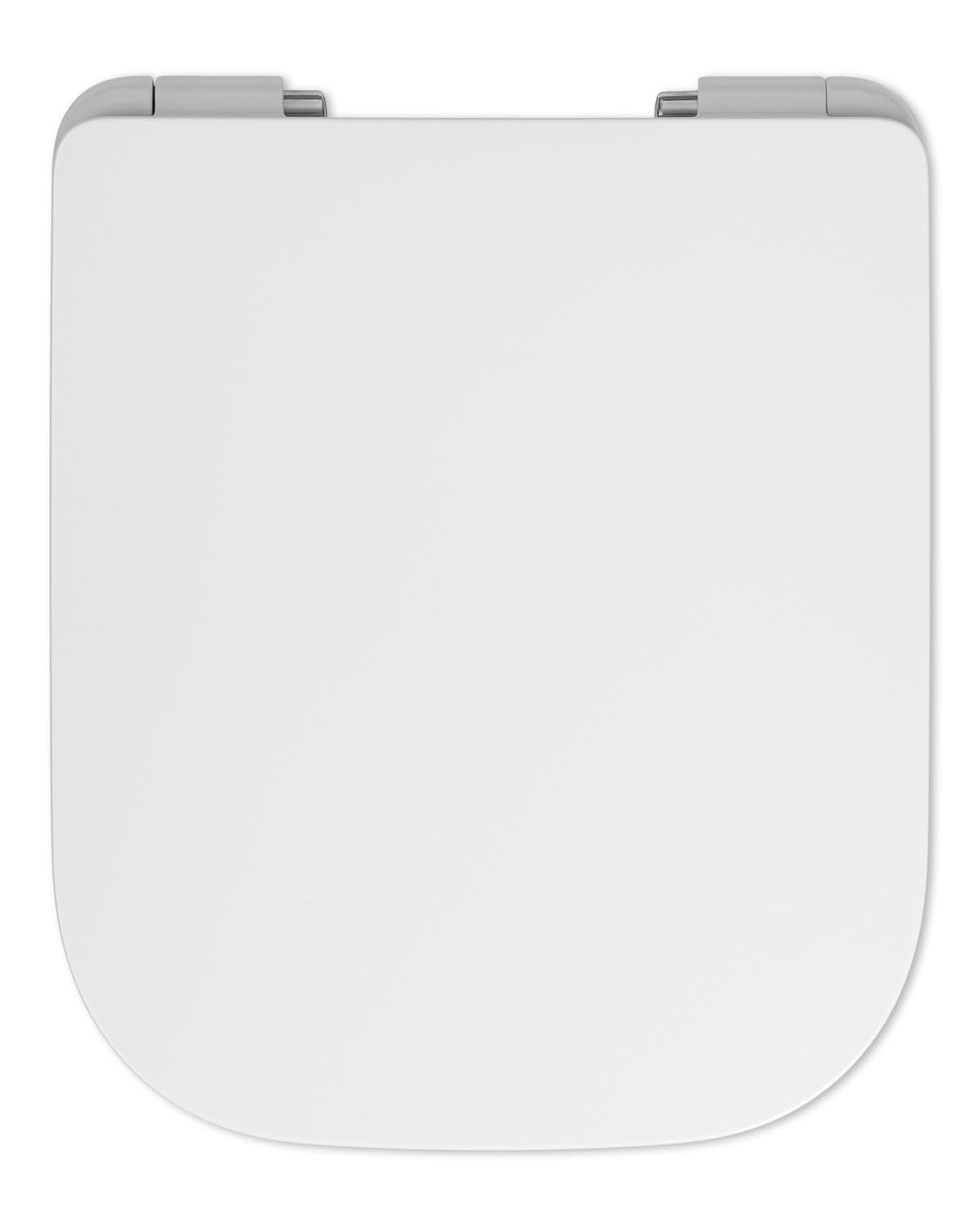 VIGOUR derby WC Sitz mit Absenkautomatik, Duroplast Toilettensitz D-Form, WC Deckel Softclose, abnehmbar, 200 mm Lochabstand inkl. Edelstahlscharniere, weiss Art.- Nr. DESIAS