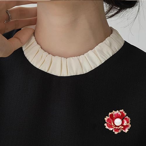 Image of GBAHFY Crystal Pearl Flower Brooches Pins Fashion Beautiful Created Floral Brooch Good Idea for Party Dance Wedding Banquet for Elegant Women