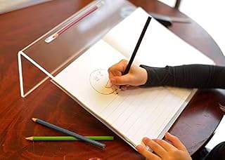 Clear Acrylic Ergonomic Writing Slope, Extra Wide For Better Writing Posture, 20 Degree Angle, Anti Slip with Pen Holder - Educational & SEN Resource - by Playlearn