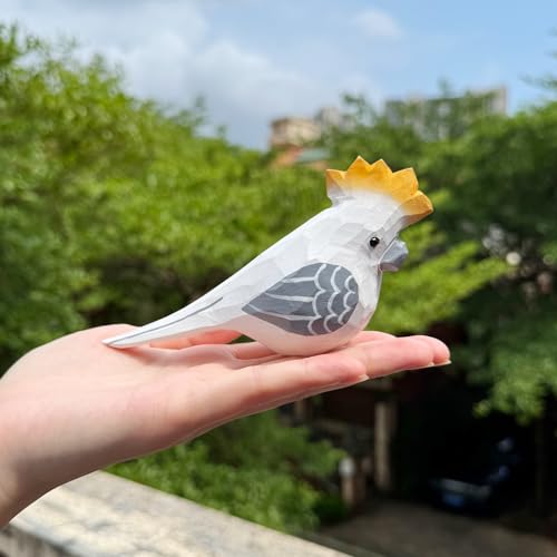 LWINGFLYER White Hand-Carved Parrot
