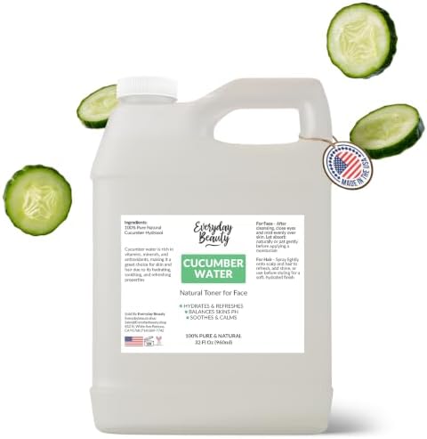 Cucumber Hydrosol Bulk - 32 oz All Natural Hydrating Spray Mist for Face and Hair - 100% All Natural Cucumber Water