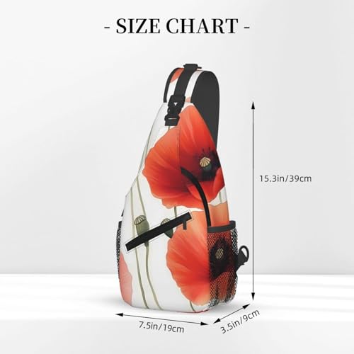 Poppy Flower Multi Functional Adjustable Single Shoulder Crossbody Bag,Casual Chest Bag, Suitable For Daily Travel,Unisex3