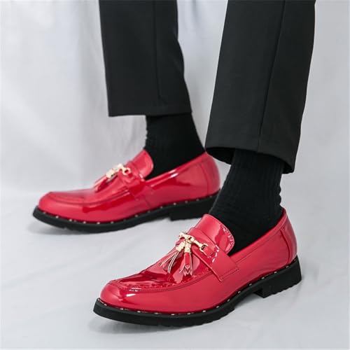 CHUUMEE Men's Casual Driving Shoes Patent Leather Tassel Loafers Non-Slip Penny Formal Tuxedo Shoes Business Party Leather Shoes3
