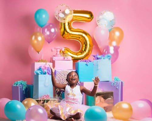 Image of Gold Number 27 Balloon 40 inch, 27 Number Balloons, 27th Gold Birthday Decorations, 27 Year Old Women Men Golden Party Supplies