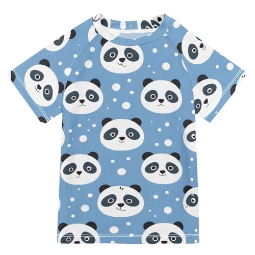 ALAZA Kids Rash Guard Toddler Swim Shirt Boy Girls Panda Blue UPF 50+ Short Sleeve 4T