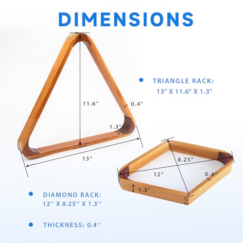 GSE Games & Sports Expert Solid Wood Billiard 8-Ball Triangle / 9-Ball Diamond Pool Ball Racks for 2-1/4" Pool Balls, Pool Table Accessories - Image 5