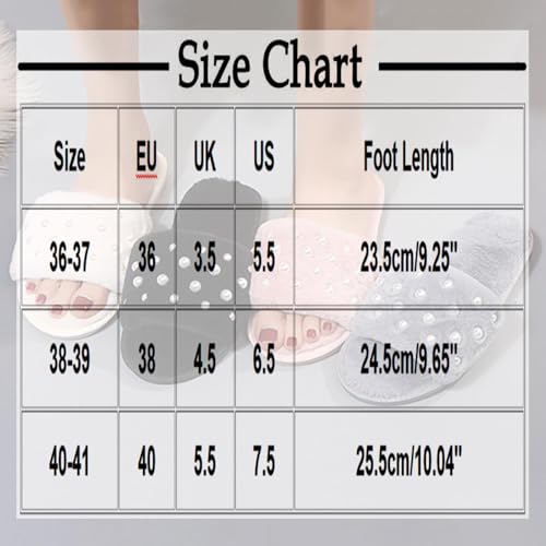 Plush Slipper for Women with Pearl Open Toe Fuzzy Lightweight Slide Trendy Cute Indoor Sandal 2025 Anti-slip Shoe3