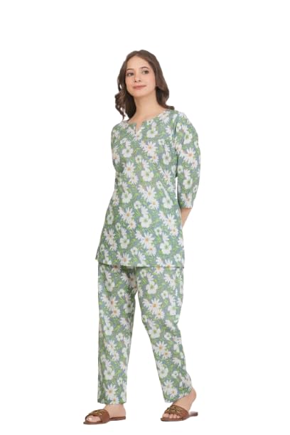 Women Reyon Night Suit Set | Printed Night Dress Pajama with Top | Soft and Comfy Sleepwear for Girls | Loungewear for Ladies-image-37