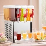 3-Tank 30L Commercial Beverage Dispenser with Mixer, 7.93 Gallon Stainless Steel Refrigerated Juice Dispenser Cold Drink Dispenser with Thermostat Control for Restaurant