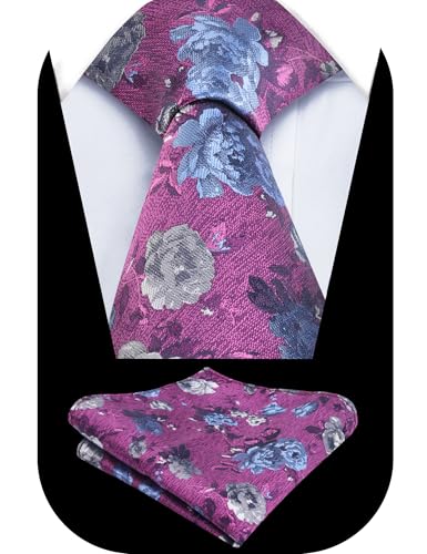 Image of Alizeal Mens 3.15'' Colorful Flower Pattern and handkerchief Necktie Set