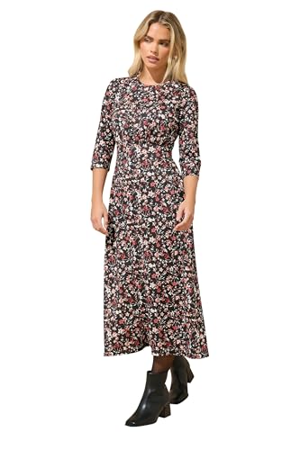 M&Co Petite Floral Midi Dress - Women's Black