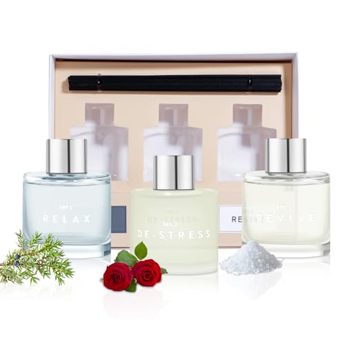 Set of 3 Reed Diffuser Set, 50ML Black Cedar Juniper Rose Sea Salt