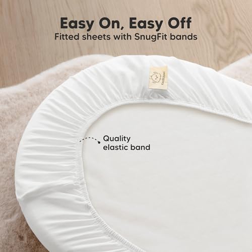 Image of 2-Pack Waterproof Bassinet Mattress Protector - Quiet Bassinet Waterproof Cover Compatible with Halo Bassinest Swivel Sleeper, Hourglass 30 inchx18 inch, Soft Quilted Cotton, Durable & Easy Fit (Soft White)