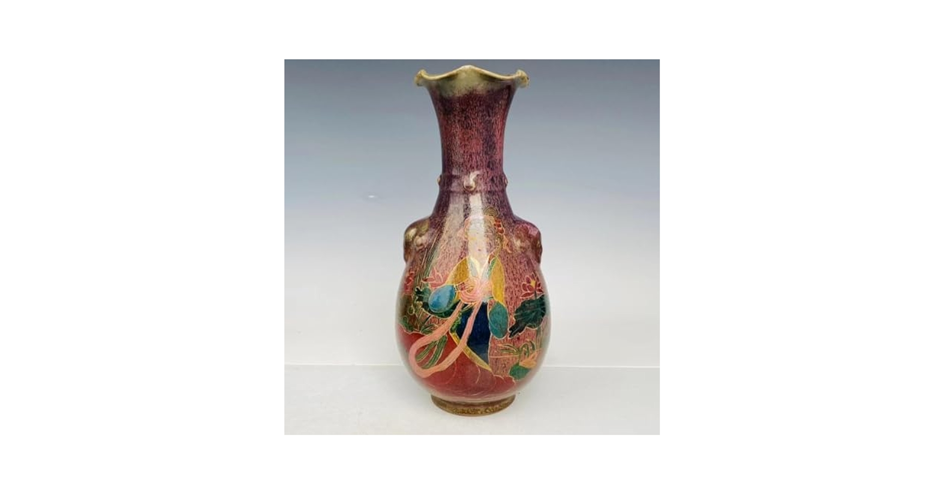 Amazon.co.jp: 中国古美術・旧蔵の磁器・钧瓷彩绘刻诗花口瓶