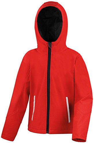 Result Core Junior Tx Performance Hooded Softshell Jacket - 3 C - Red/ Black - M #TOP4
