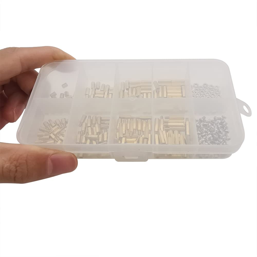 300Pcs M2 Hex Brass Standoff Thread Pillar PCB Motherboard Male Female Standoff Spacer Pillars Mount Screws Nuts Assortment Kit