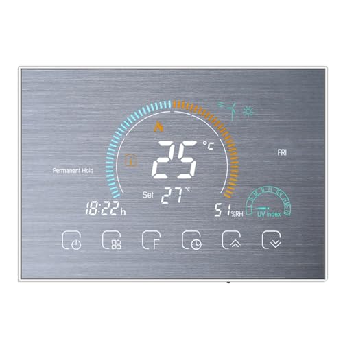 Irishom Termostato WiFi per Caldaia a Gas Controllo App Vocale/LCD Retroilluminato,Termostato Programmabile Compatibile con Alexa Google Home,BHT-8000-GC (Argento)