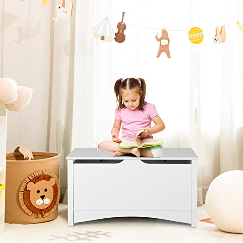 Costzon Wooden Toy Box, 36” Kids Large Storage Trunk Bench Organizer With Safety Hinges, Children's Home Playroom Bedroom Furniture, Easy Assembly, Toy Chest For Girls, Boys (White) #TOP7