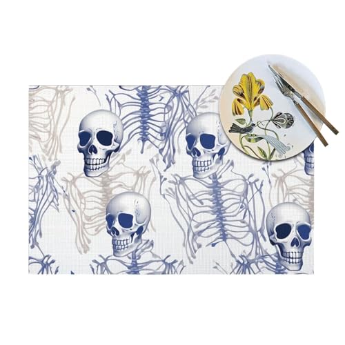 Set de table lavable bleu au motif squelette pour décorer et protéger votre table de repas - 8