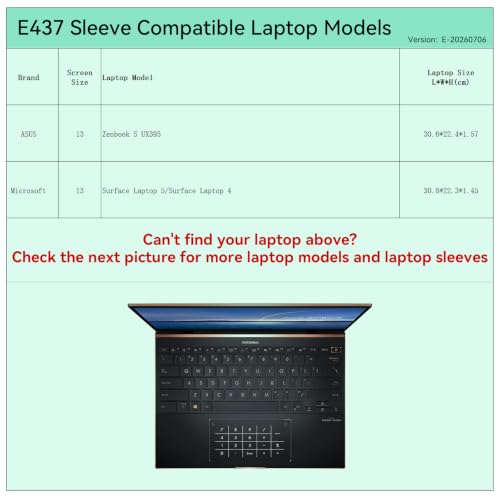 Image of Smatree Elite Laptop Sleeve for 13.9 inch ASUS Zenbook S UX393, for 13.5 inch Microsoft Surface 5 /4, Laptop Sleeve with Pocket, YKK Zipper, Patented Super-Corner Design (E437)