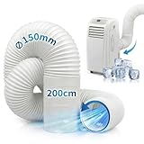 Ninonly Tubo Aire Acondicionado Portatil 150MM Diámetro Longitud Telescópica 2M Giro en Sentido Antihorario para Aires Acondicionados,Secadoras de Ropa,Campanas Extractoras y Secadoras