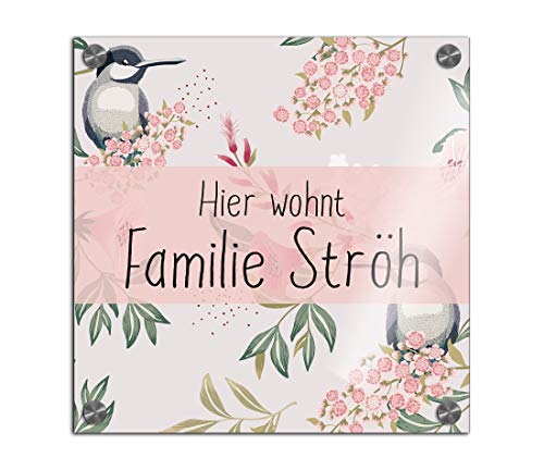Türschild Namensschild für die Haustür 22x22 cm mit UV Druck und einem einzigartigem Design Eingangsschild Garten Familienschild Klingelschild Klingelplatte Funk-Klingel