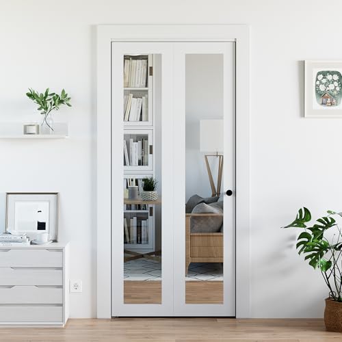 Image of Bifold Doors 36 x 80, Bifold Mirror Closet Doors with Hardware Kit