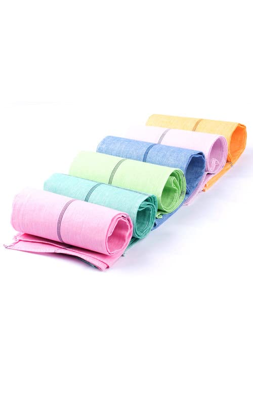 MVKHADEE Fabric Handkerchief (Pack of 6) 100% Pure Cotton Multicolor-picture-46