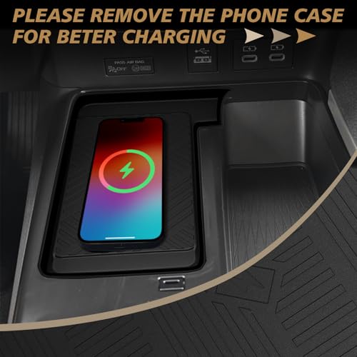 Image of Muslogy Center Console Inserts Compatible with 2025 2026 Toyota Camry Accessories, Center Console Wireless Charger Protective Mat Liner Anti-Slip Phone Charge Area Charging Protection