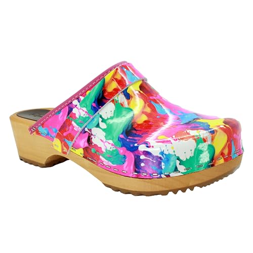 Image of Bjork Maja Wood Open Back Leather Clogs
