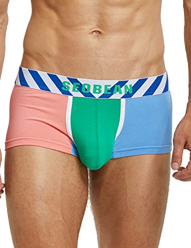 SEOBEAN Mens Sexy Low Rise Underwear Color Block Boxer Brief 220214