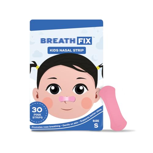 Image of BREATH FIX Kids Small size (Ages 12+) Pink Nasal Strips | Non-Magnetic | Enhances Sleep & Athletic Performance | Optimizes Oxygen Intake | Skin-Friendly & Flexible Fit | Sweat-Resistant | CDSCO Approved | 30 Strips