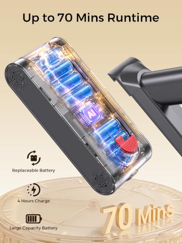 Image of Cordless Vacuum Cleaner, 600W /55Kpa 70mins Stick Vacuum with Anti-Tangle Brush&Touch Screen,6-in-1 Vacuum Cleaners for Home,Hardwood Floors,Pet Hair,Carpet