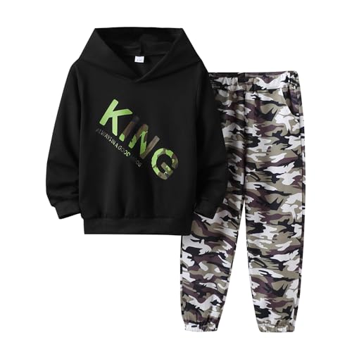 Image of KIDLAGA Toddler Boy Clothes Long Sleeve Hoodie Sweatsuits Tops and Pants Boys Fall Winter Color Block Outfits Set 5-12 Years