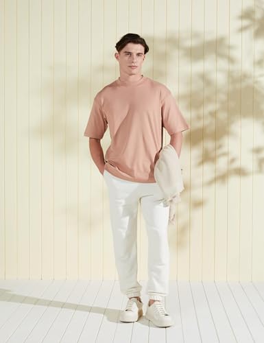 Image of Amazon Brand - Symbol Men's Fit Cotton Solid Oversized Round Neck T-Shirt (Academy Navy + Dusky Pink XL) (Combo Pack of 2)
