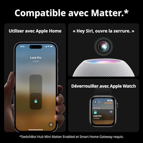 Serrure connectée Pro SwitchBot sans clé compatible cylindre actuel via Hub 2 Matter - 4