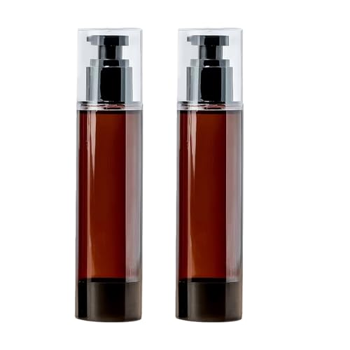 Upstore 2Pcs 120ml 4oz Amber Plastic Airless Pump Bottles Empty Refillable Vacuum Lotion Pump Press Dispensers Cosmetic Containers for Serum Foundation Toiletries