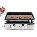 Produktbild TRUSTME Plancha Flame Gas Tischgrill, Gastro Bräter mit Grillplatte aus emailliertem Stahl und 3 Stahlbrennern, Tischgriller mit BlueFlame Technologie für mediterranes Grillen a Plancha