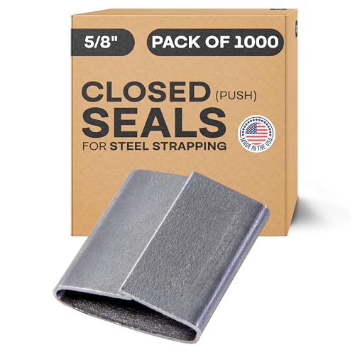 Image of IDL Packaging Closed (Push Type) Seals for 5 /8 inch Strap Width Steel Strapping (Pack of 1000) - Superior Holding Power - Sturdy Metal Clips for Reliable Securing of Packaging Banding