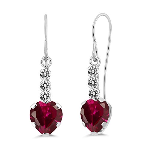 Gem Stone King 14K White Gold Red Created Ruby and