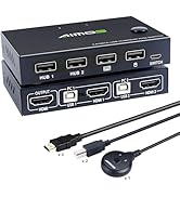 KVMスイッチHDMI、2ポートボックス、AIMOS USB HDMIスイッチ、KVM切替器、4つUSB 2.0ハブ、UHD 4K @ 30Hz、2台のPCでキーボードとマウスとHDモニター共有...