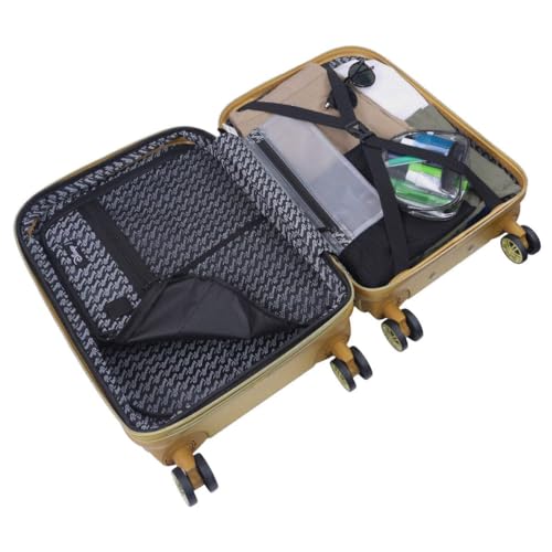 FUL Disney Winnie the Pooh 22 Inch Carry On Luggage, Honeycomb Molded Hardshell Rolling Suitcase with Spinner Wheels, Gold4