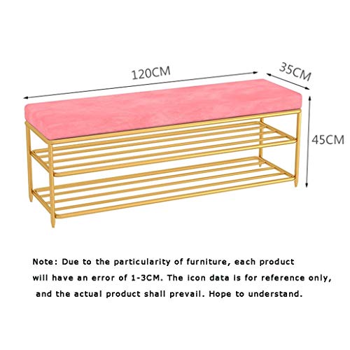 Banc de rangement en fer forgé doré élégant avec assise confort pour entrée chic