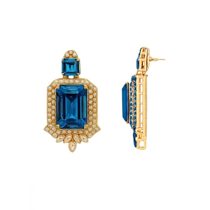 Image of I Jewels Gold Plated Stylish Design Crystal Diamond Necklace & Earrings Jewellery Set for Women