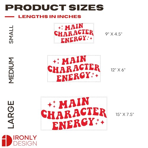 Image of Sticker for Glass & Mirrors| Minimal Vinyl Decal for Bedroom Bathroom & Cafe | Self-Adhesive Waterproof Quote Mirror Sticker | Aesthetic Decals (Main Character Energy, Medium, Transparent Red)