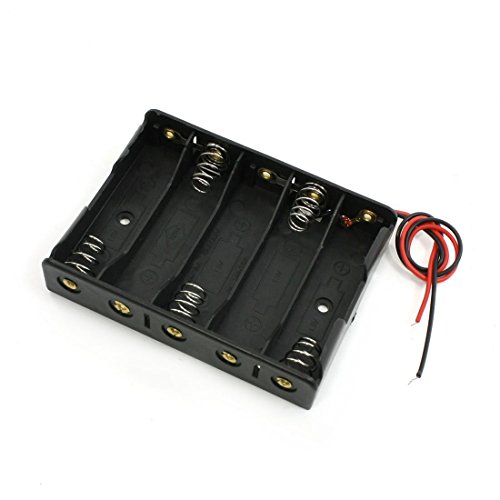 Tsadeer 5 x 1,5 V AA Battery Slot Holder Box Case Schwarz